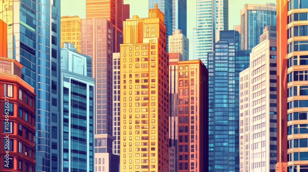 Urban Skyline with Clean Lines and Detailed Textures Urban Skyline with Clean Lines and Detailed Textures