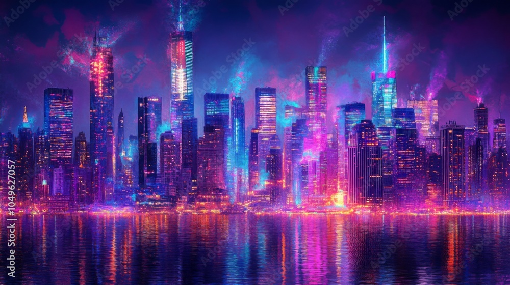 Obraz premium Vibrant Cityscape with Detailed Textures and Colors