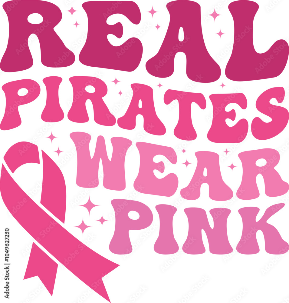 Obraz premium Real Pirates Wear Pink Retro Shirt, Breast Cancer Awareness Shirt, Breast Cancer Awareness Svg, Cancer Ribbon Svg
