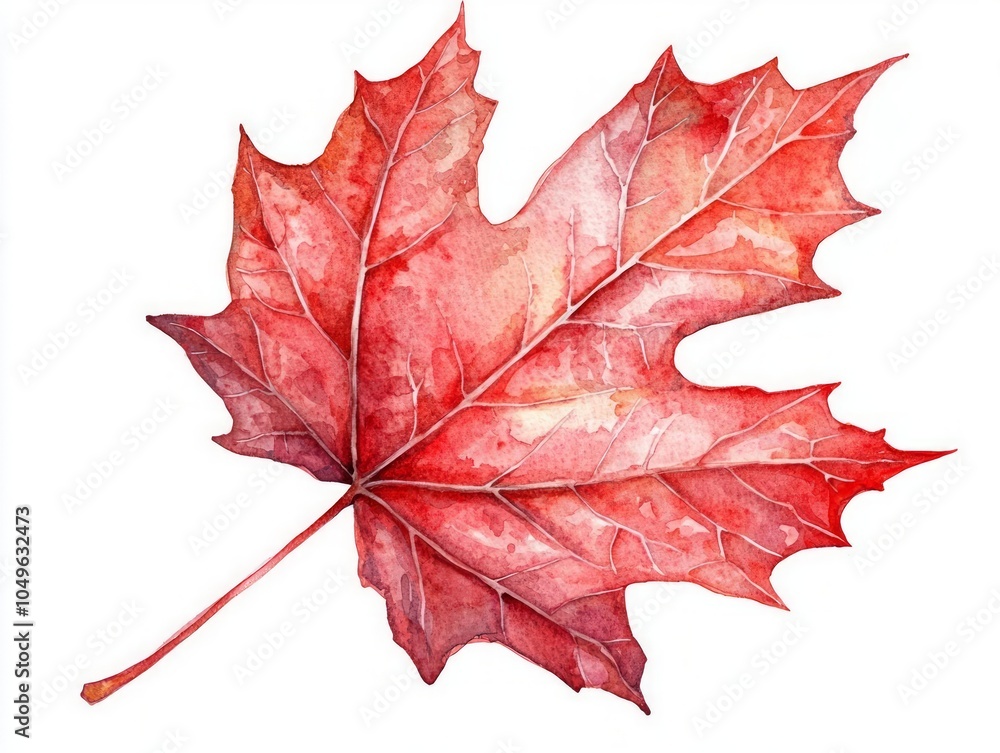 Obraz premium A vibrant red maple leaf, beautifully detailed, on a white isolated background.
