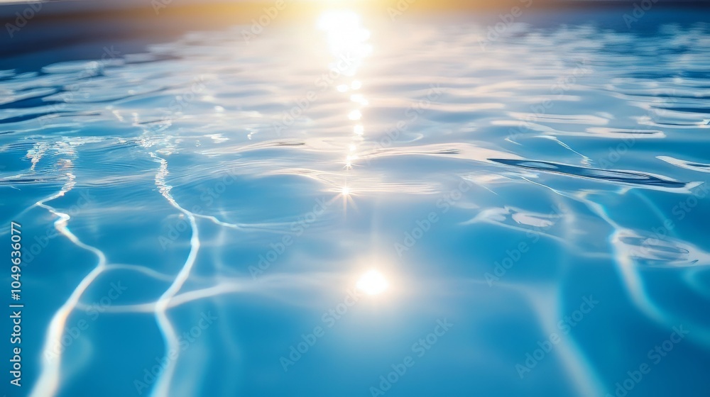 Fototapeta premium Swimming pool water sun reflection background. ripple water. water. Ultra realistic. Photorealistic