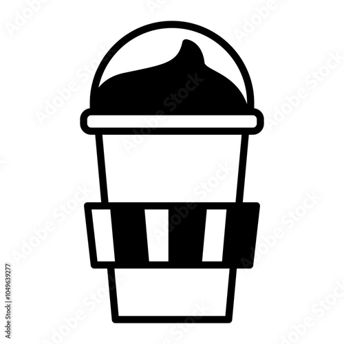 A takeaway coffee cup with a domed lid and whipped topping