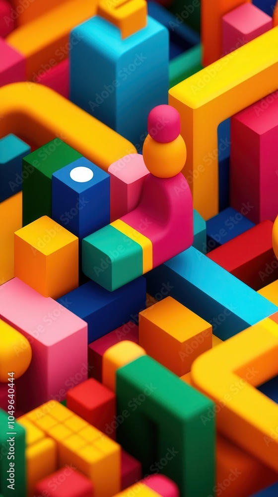 Vibrant Abstract Composition of Colorful Geometric Shapes and Figures in Dynamic Arrangement Vibrant Abstract Composition of Colorful Geometric Shapes and Figures in Dynamic Arrangement