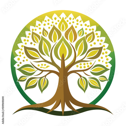 Bodhi Tree Logo Symbol of Wisdom and Enlightenment.