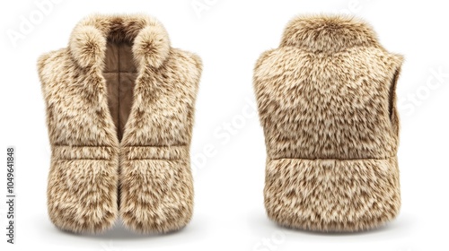 Luxurious soft faux fur vest with front and back view for winter fashion