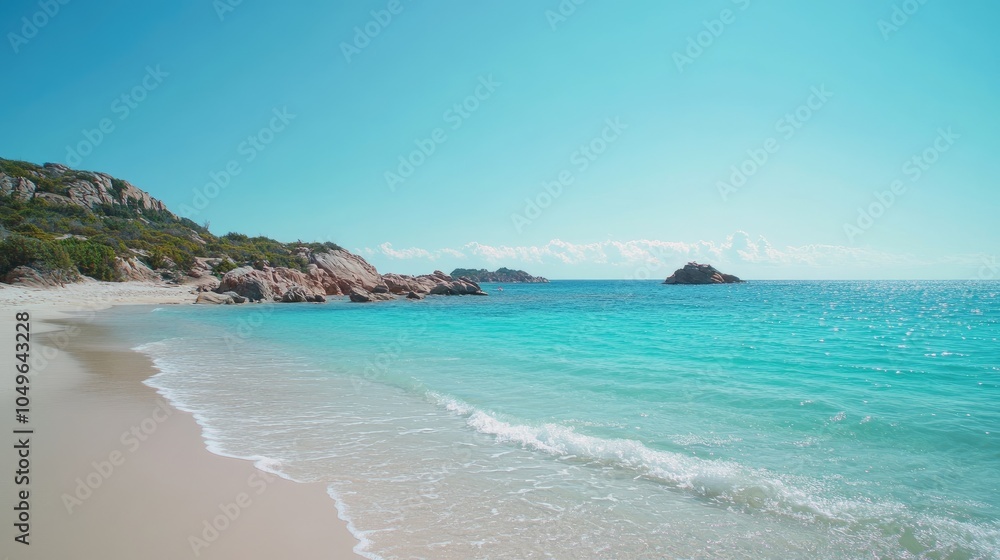 A peaceful beach with vibrant turquoise waters, ideal for showcasing tropical getaways and travel destination branding A peaceful beach with vibrant turquoise waters, ideal for showcasing tropical getaways and travel destination branding