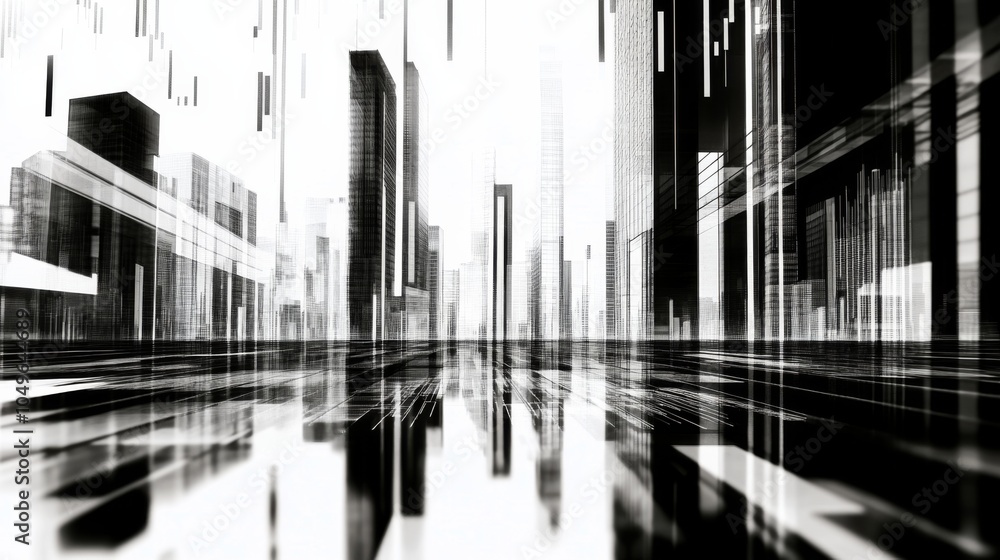 Fototapeta premium High Contrast 3D Market Analysis Visualization