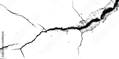 black lightning bolts. Earth crack. cracked white paint on a white background. Earth cracks texture on isolated vector background.