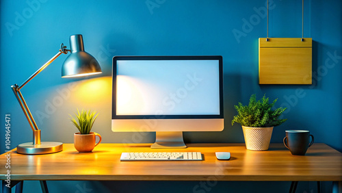 desk with computer