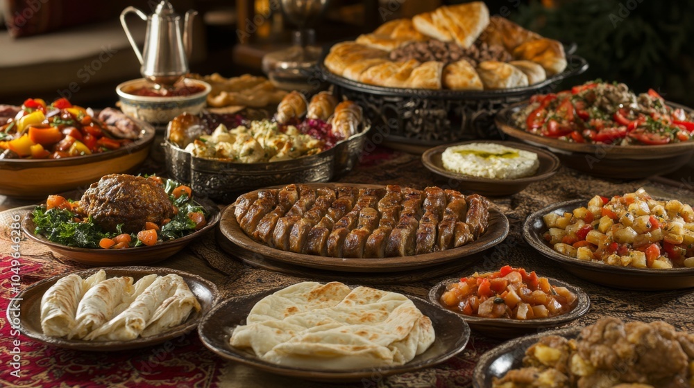 Obraz premium Creative Plating of Cultural Cuisine in Natural Lighting