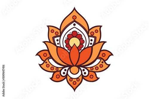 A traditional Indian-style mehndi ornament | isolated vector silhouette illustration on white background