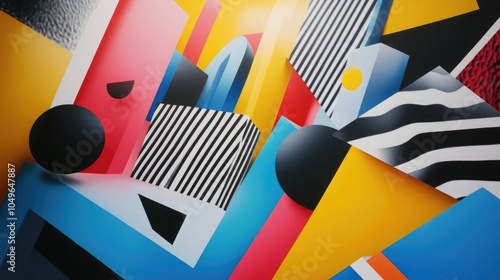 Bold abstract design with contemporary geometric elements and dynamic color schemes photo