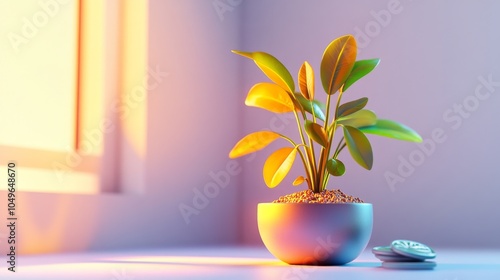 Stylish 3D Plant Arrangement in Natural Light