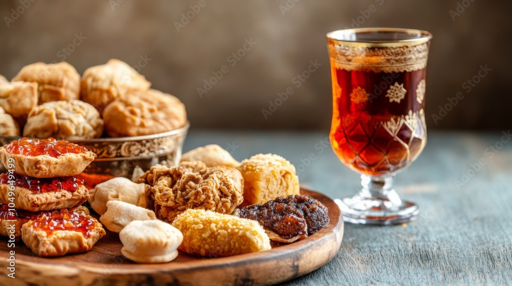 Fresh Eastern Desserts with High Contrast Display Fresh Eastern Desserts with High Contrast Display