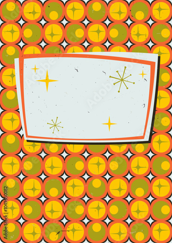 1950s - 1960s Background, Atomic Age Graphic Elements, Mid Century Modern Colors and Style from the Sixties, Aged Texture Effect