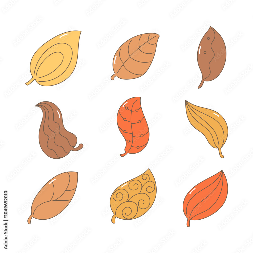 Obraz premium Autumn leaves icon collection. flat style elements. isolated illustration