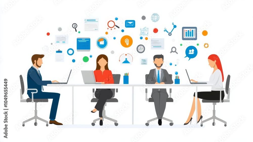 Realistic Illustration of HR Professionals at Work Realistic Illustration of HR Professionals at Work