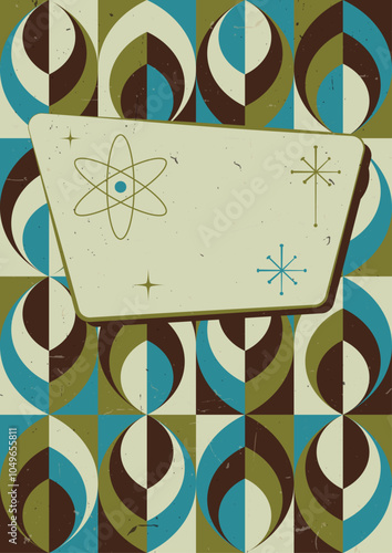 1950s - 1960s Background, Atomic Age Graphic Elements, Mid Century Modern Colors and Style, Aged Texture Effect