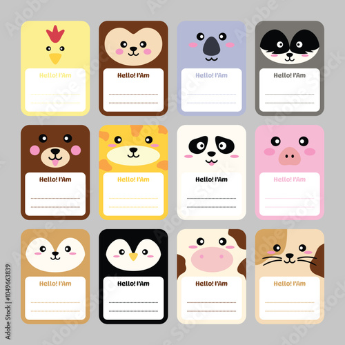Animal name tag vector