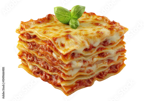 Photo of lasagna .Transparent background. Isolated PNG.