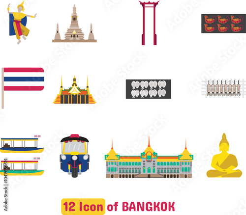 12 Icon Set of Bangkok
