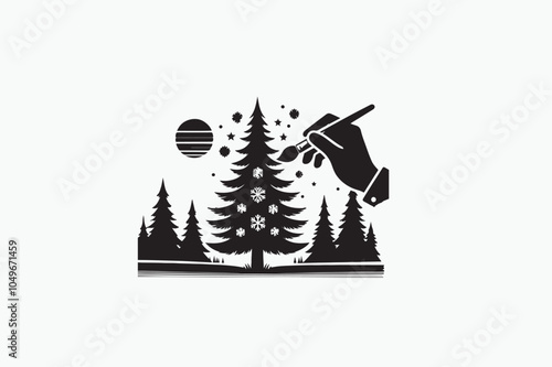 A Fir tree vector silhouette image made by adobe illustrator..eps