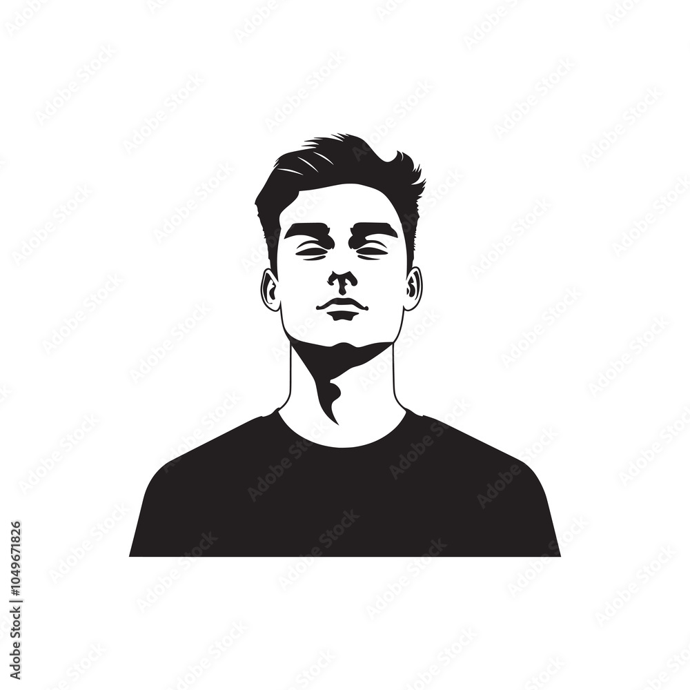 Obraz premium Young confident man silhouette isolated on white background. Front view. Vector illustration. AI generated.