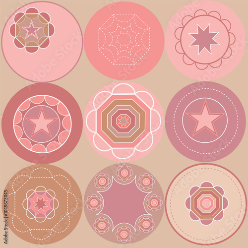 Geometric Stars , lovely  gingham pattern backgrounds
