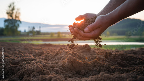 Hand holding soil (the art of agriculture)