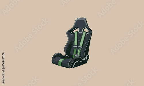 Racing seat with harness for safety and performance.