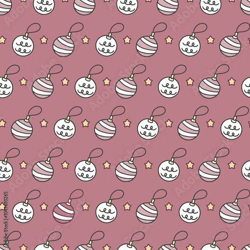 Pink Vibes Festive Baubles and Stars Christmas Art. Perfect for holiday wrapping paper, festive fabric, seasonal decor, or any Christmas-themed projects