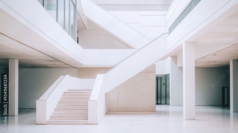 Fototapeta premium Minimalist Architectural Interior with Geometric Shapes and Patterns