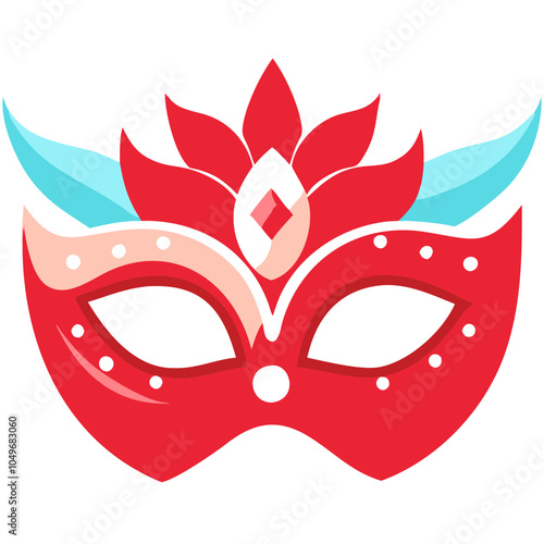 Flat icon of a decorative masquerade mask on white background