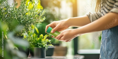 A person using an eco-friendly product in their home promoting eco-friendly alternatives for a cleaner and healthier environment photo