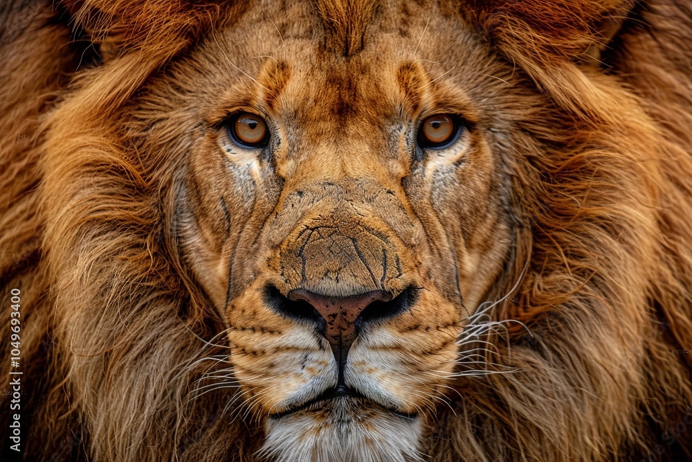 Majestic Close-Up of a Lions Face Capturing Intense Gaze and Rich Mane Detail, Perfect for Wildlife and Nature Themed Projects Majestic Close-Up of a Lions Face Capturing Intense Gaze and Rich Mane Detail, Perfect for Wildlife and Nature Themed Projects