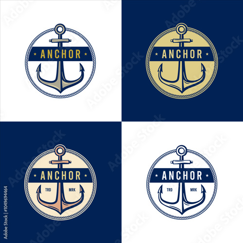 The emblem logo illustration features an anchor with a circular rope, symbolizing strength, stability, and maritime heritage. 