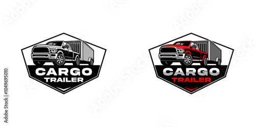 The Emblem logo features a powerful pickup truck towing a cargo trailer. Bold, uppercase text reads "CARGO TRAILER," with three stars below, conveying strength, reliability, and ruggedness.