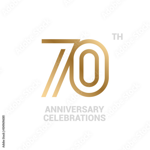70 years anniversary logo design on white background for celebration event. 70th celebration emblem.
