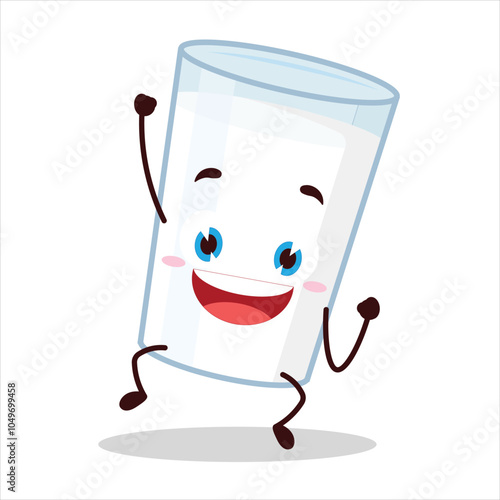 cute hurray victory expression of milk character