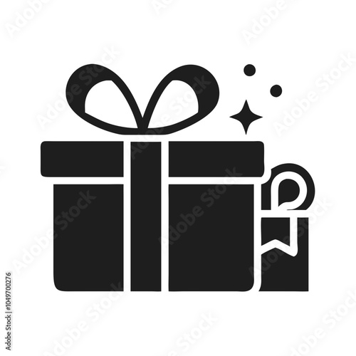  Black Gift Box with Bow and Tag Icon