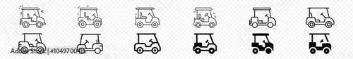 golf cart logo silhouette vector, golf cart simple line icon, Golf car icon, Golf Cart vector icon, Golfs Cart with Clubs, golf car Silhouettes, Golf cart car icon