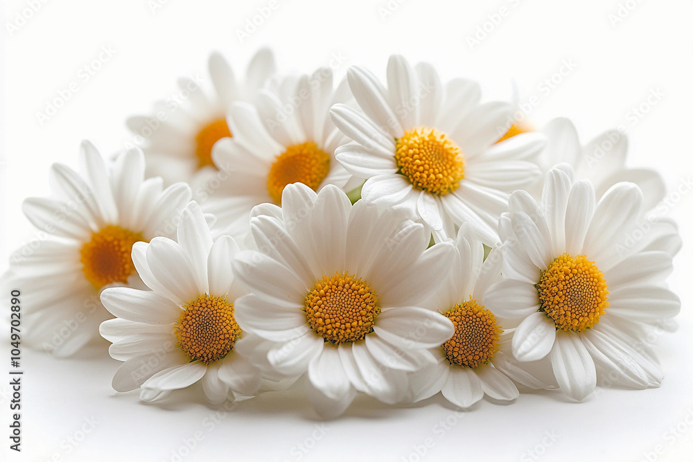 Obraz premium Daisy Isolated On White: Beautiful white daisy flowers Isolated On White Background, Daisy Blossom