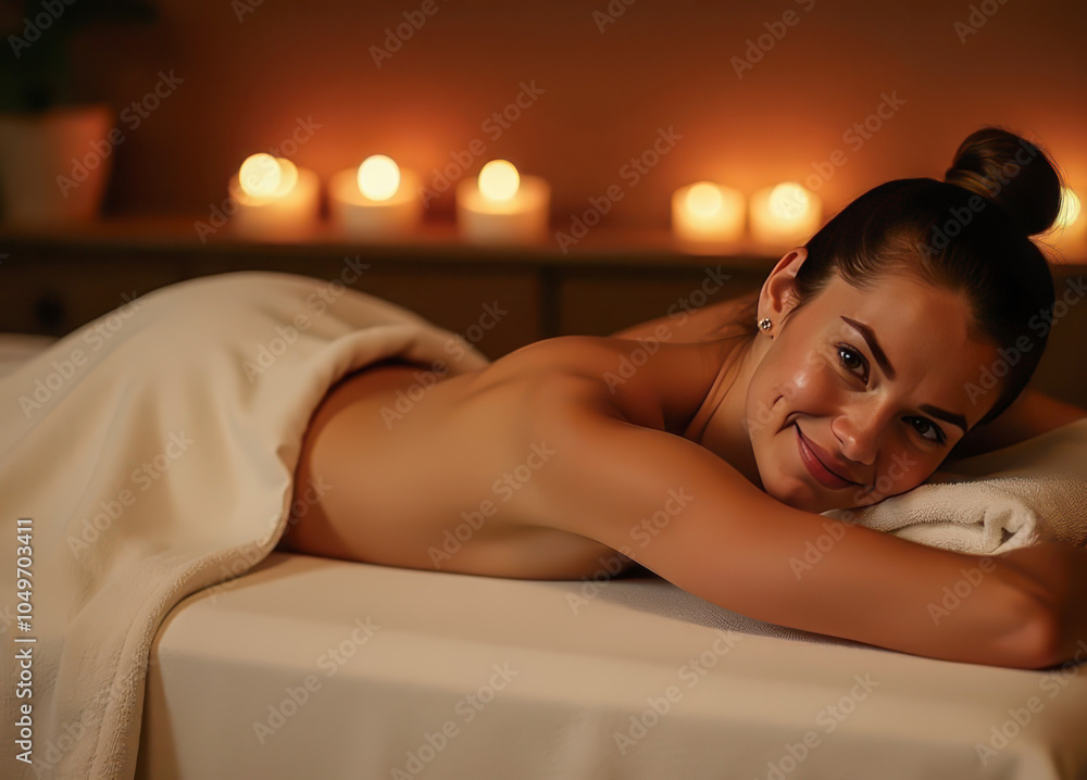 Obraz premium Relaxation, Woman Relaxing in a Massage Salon - Spa Procedures, Health, Beauty Salon