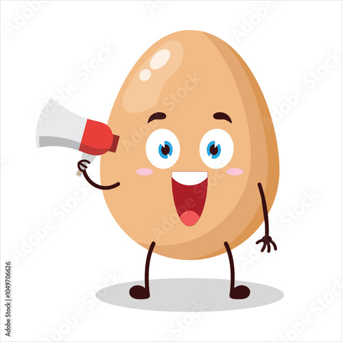 cute happy expression of chicken egg carry megaphone cartoon character