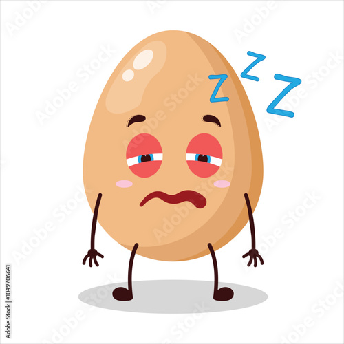 cute sleepy expression of chicken egg character