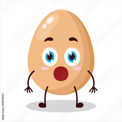 cute shocked expression of chicken egg character
