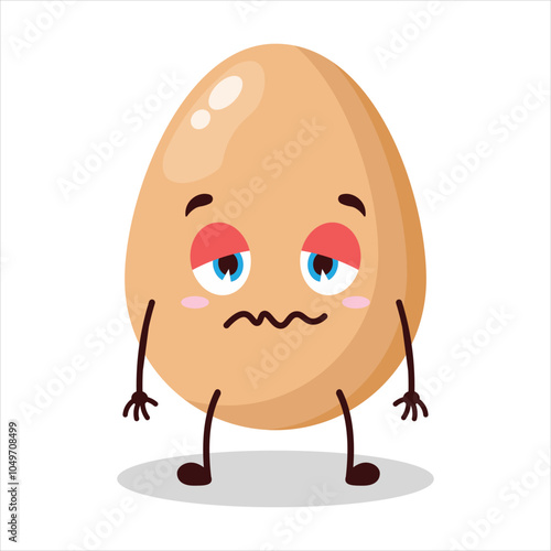 cute grumpy expression of chicken egg character