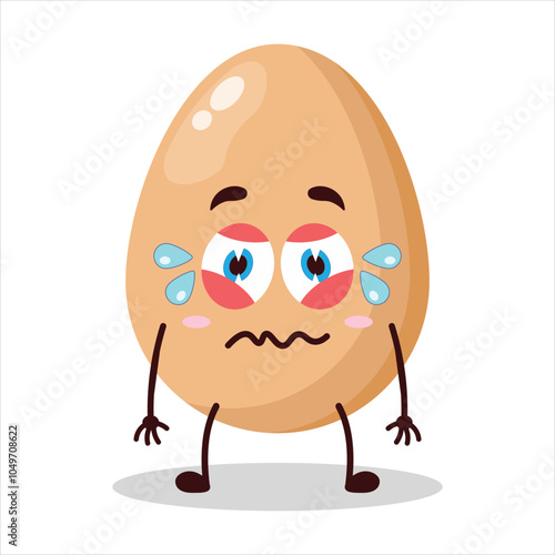 cute upset expression of chicken egg character