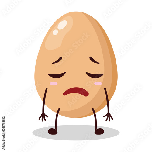 cute tired expression of chicken egg character