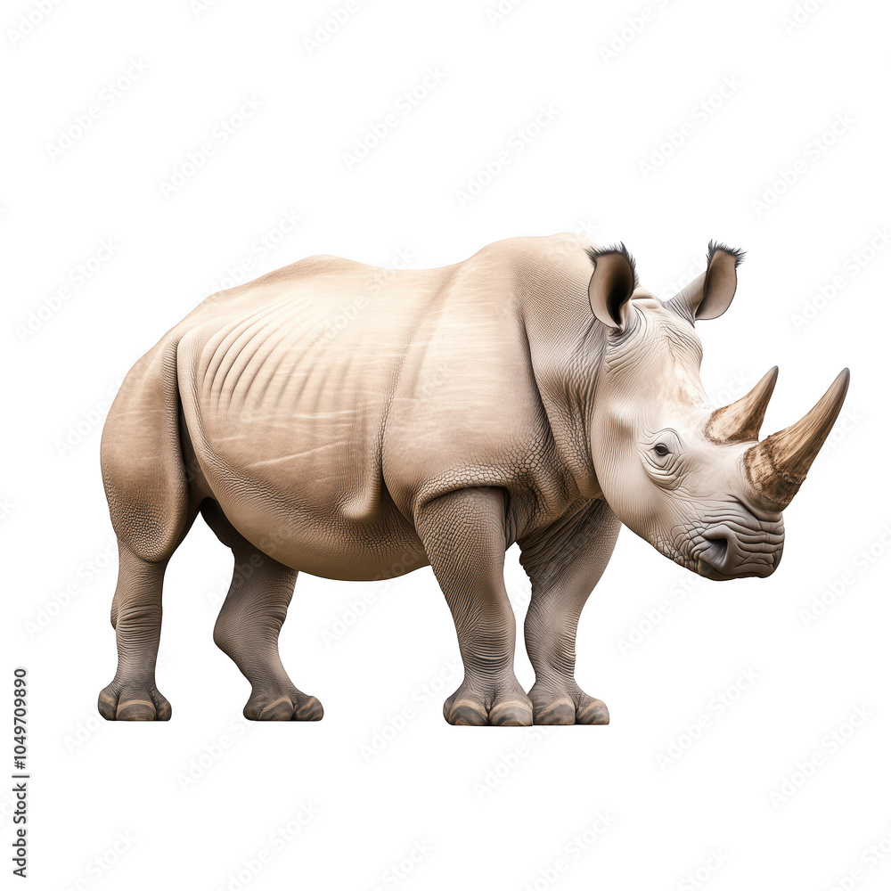 Obraz premium Rhinoceros standing isolated on transparent background..